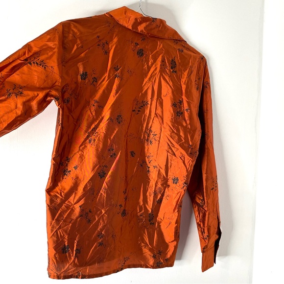 ESCADA Margaretha Ley Silk Copper Black Floral Button Blouse - Picture 8 of 9